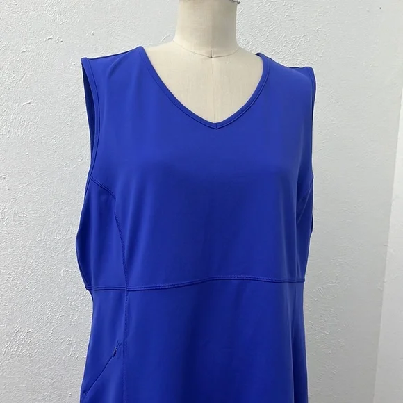 Duluth Trading Women’s Athletic Stretch Knit Blue Sleeveless Dress Sz XL EUC - Picture 2 of 8